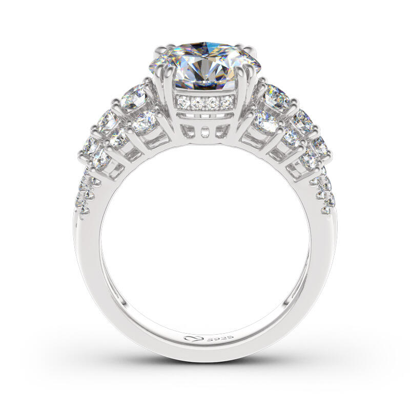 Jeulia Anillo Con Las Piedras Laterales De Talla Redonda En Plata De Ley