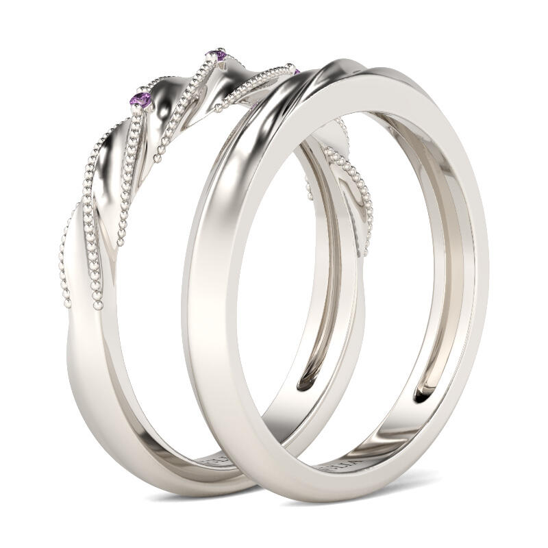 Jeulia Interwoven Round Cut Sterling Silver Women's Band Set