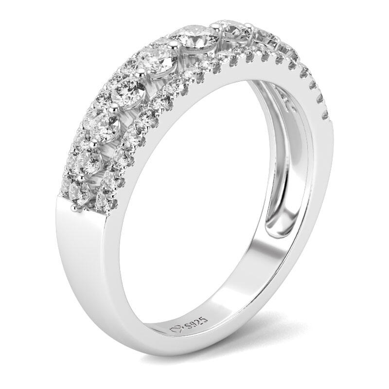 Jeulia Classic Round Cut Sterling Silver Women's Band