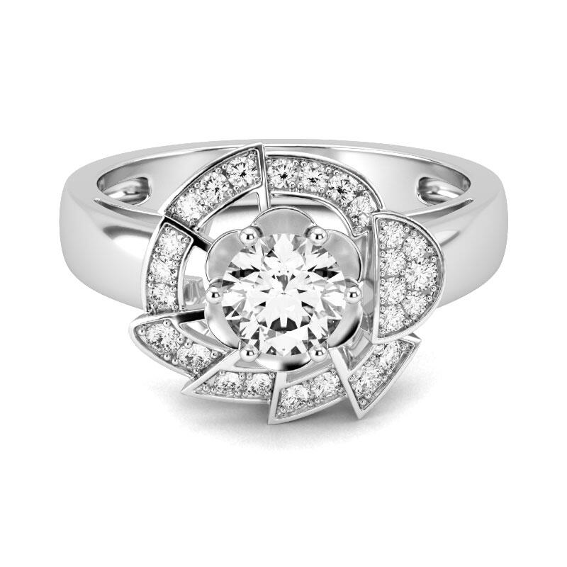 Jeulia Anel de prata esterlina com corte redondo irregular