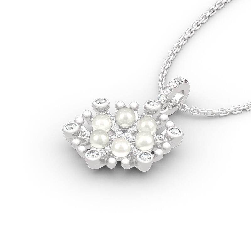 Jeulia Snowflake Cultured Pearl Sterling Silver Necklace