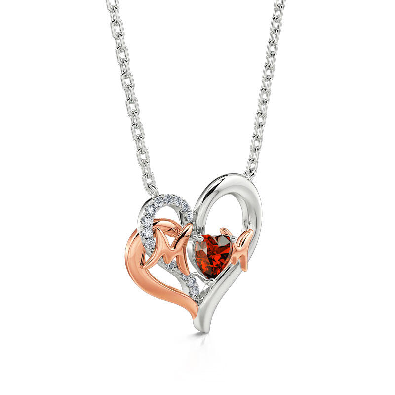 Jeulia "I Love You with All My Heart" Mom Heart Sterling Silver Necklace