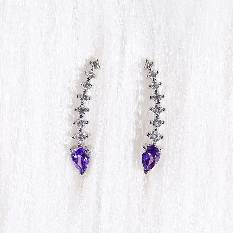 Jeulia Royal Amethyst Climber Earrings