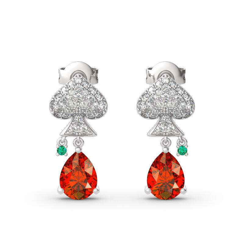 Jeulia Spade of Poker Inspired Sterling Silver Earrings