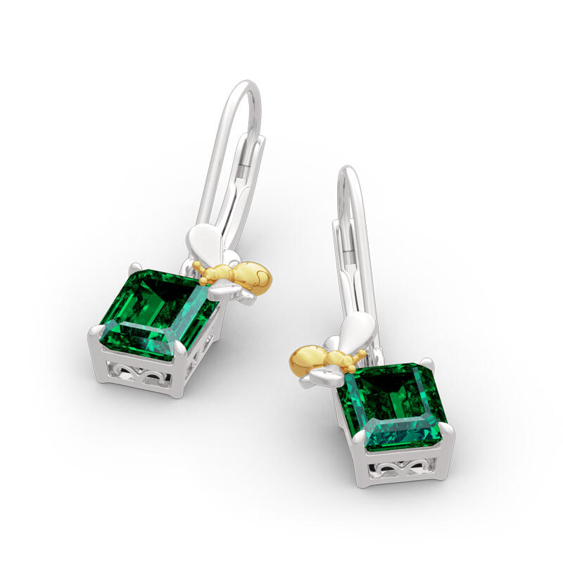 Jeulia "Honey Bee" Emerald Cut Sterling Silver Earrings