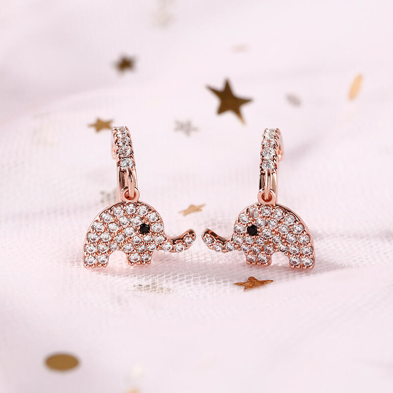 Jeulia "Lucky Elephant" Sterling Silver Drop Earrings