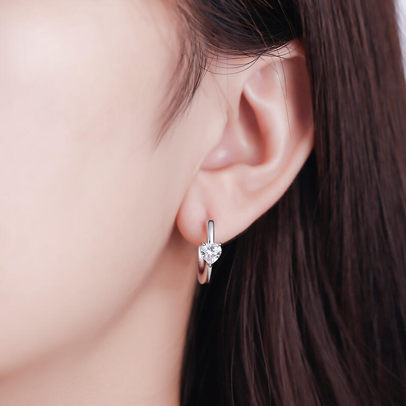 Jeulia "Forever Lasting" Heart Cut Sterling Silver Hoop Earrings