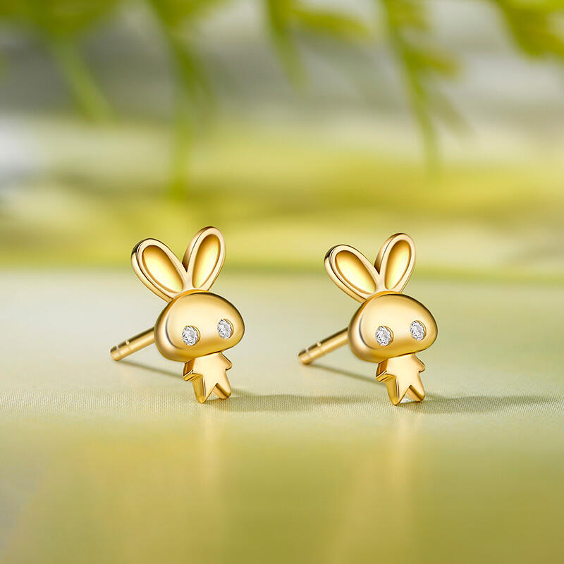 Jeulia "Sweet Bunny" Sterling Silver Children's Earrings