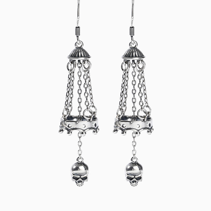 Jeulia "Chandelier" Skull Sterling Silver Earrings