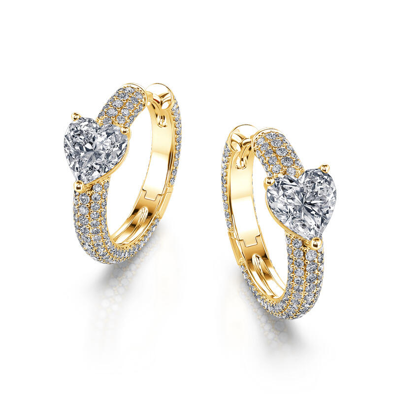 Jeulia Pendientes mujer de aro de plata de ley piedra corte corazón color oro