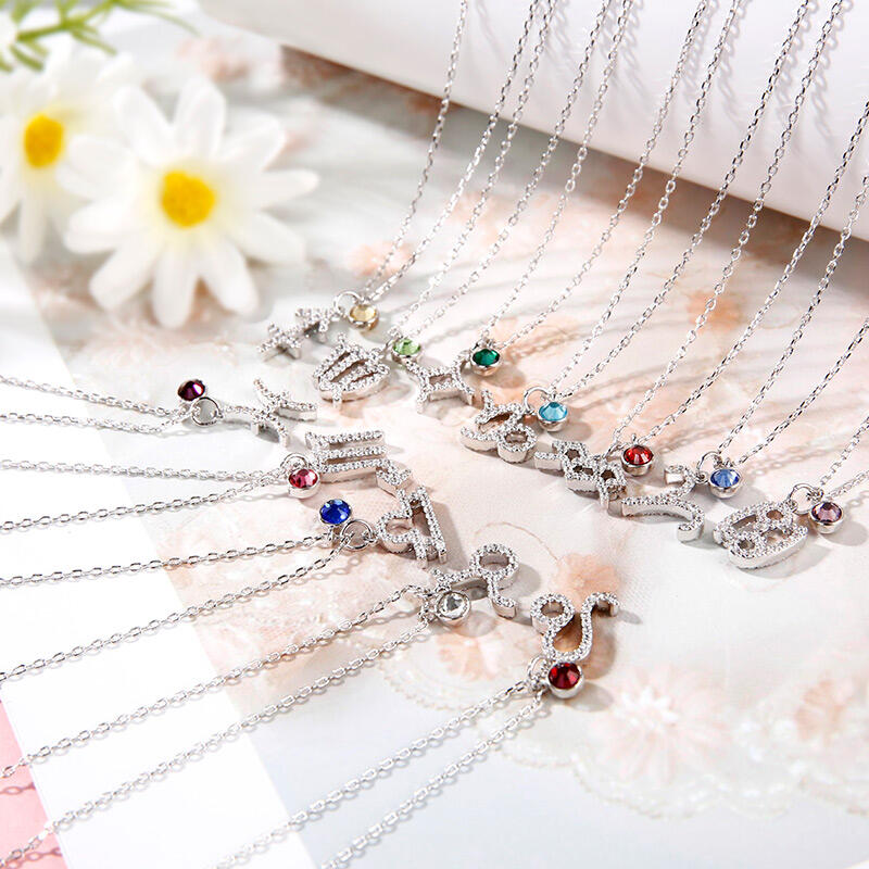 Jeulia Constellation Sterling Silver Personalized Necklace With Birthstone