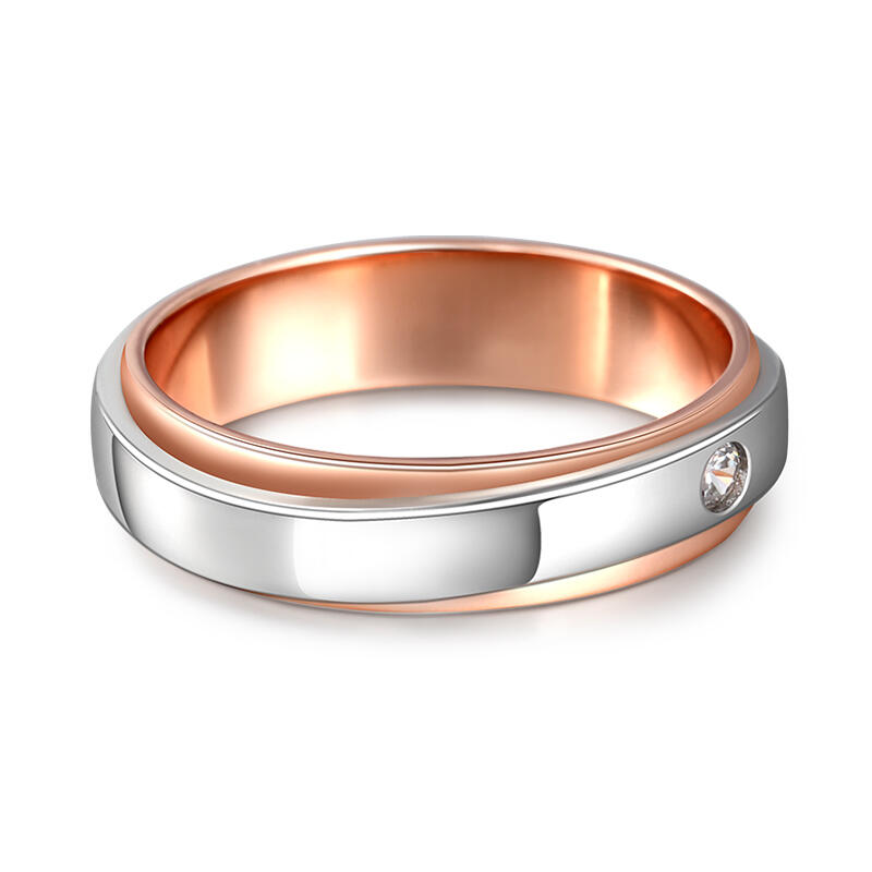 Jeulia Anillo para mujer con dos tonos oro rosa de plata de ley