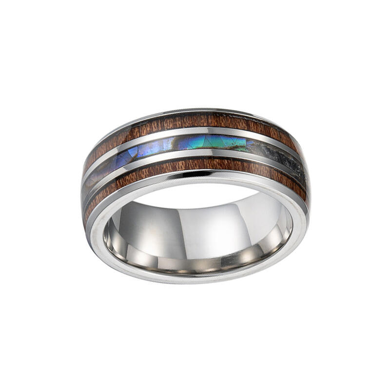 Jeulia Abalone Shell Titanium Steel Men's Band