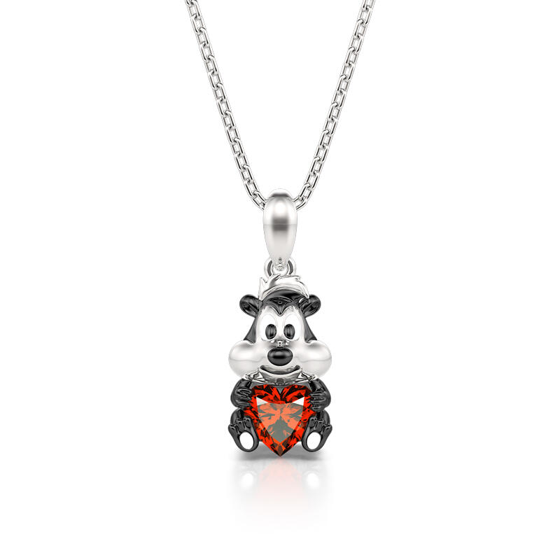Jeulia Hug Me "Romantic Skunk" Heart Cut Sterling Silver Necklace