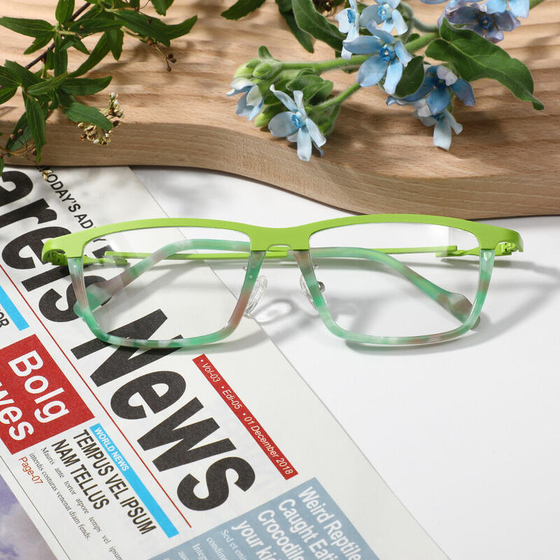 Burnal Rechteckige Grüne Brille