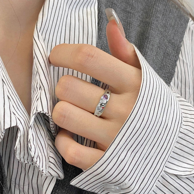 Jeulia Contrast Color Design Sterling Silver Open Women's Band