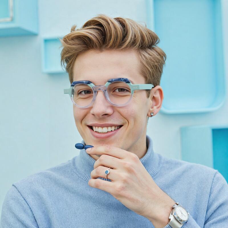 Flynn Round Green Glasses