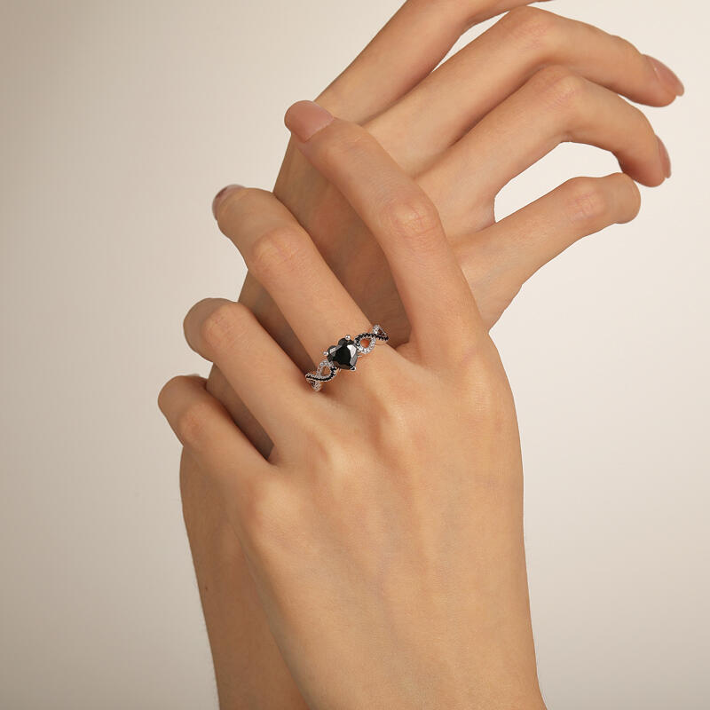 Jeulia Classic Infinity Black Heart Promise Ring