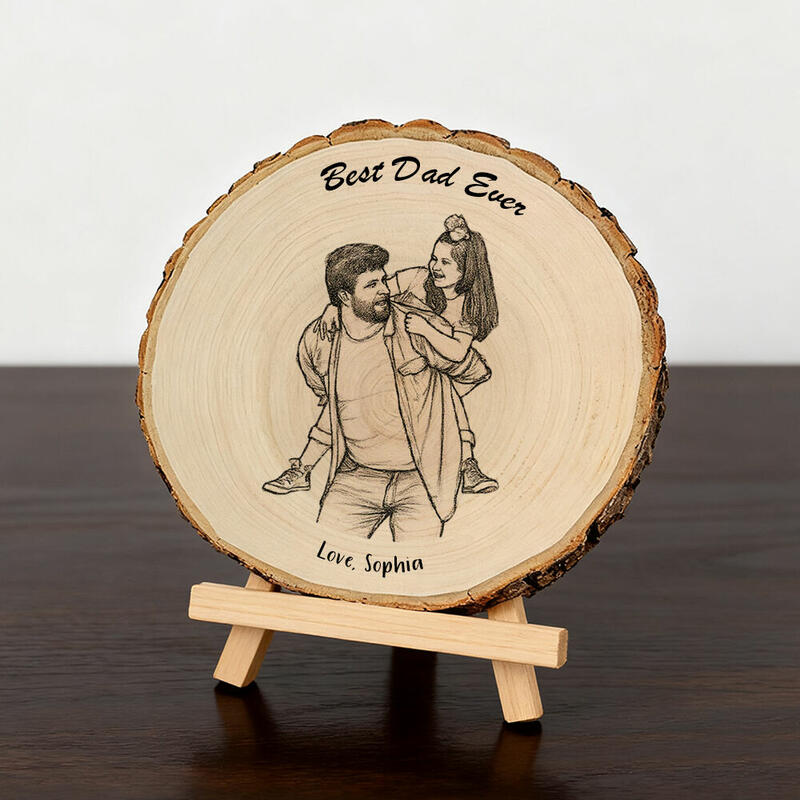 Personalized Tree Stump Photo Frame Vintage Comic Strip Engraving Photo Father's Day for Dad