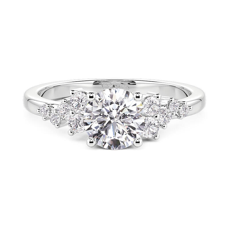 Jeulia Cluster Round Cut Engagement Ring With Side Stones
