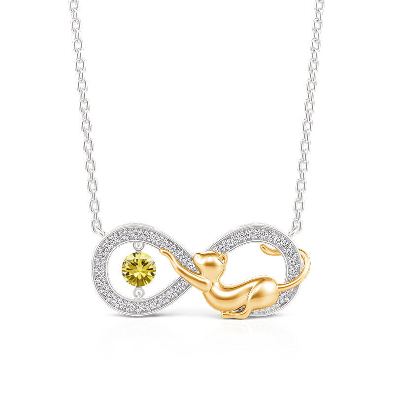 Jeulia Infinity Custom Birthstone Cat Necklace
