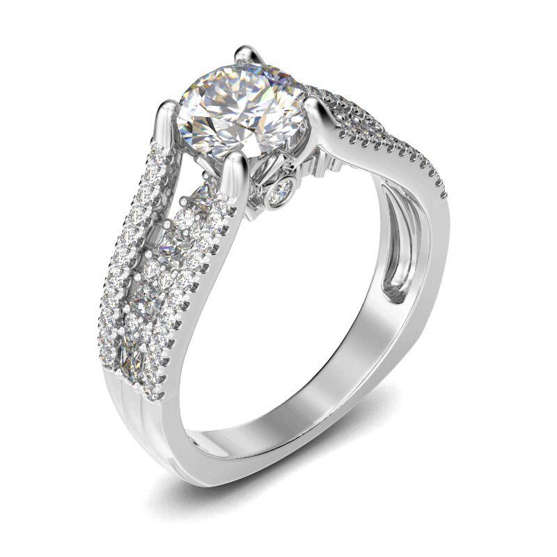 Jeulia Split Shank Rotondo Taglio Anello In Argento Sterling