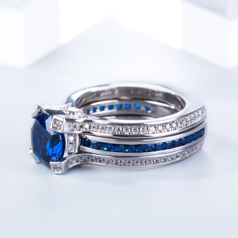 Jeulia Conjunto De Anillos Intercambiables De Talla Redonda En Plata De Ley