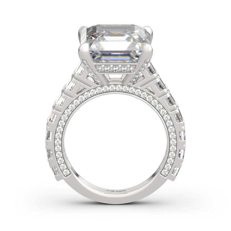 Jeulia Classic Asscher Cut Sterling Silver Ring