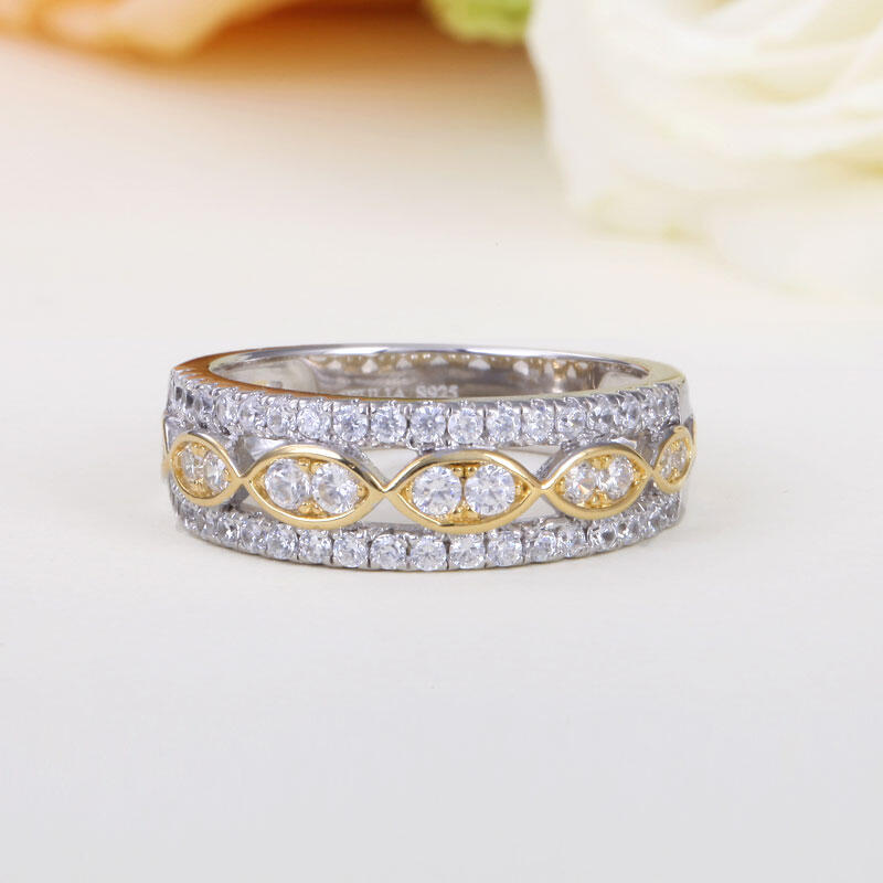 Jeulia Infinity Round Cut Sterling Silver Women's Band