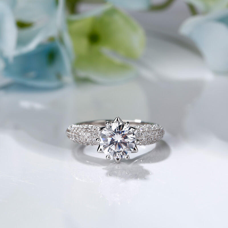 Jeulia Nature Inspired Round Cut Sterling Silver Ring