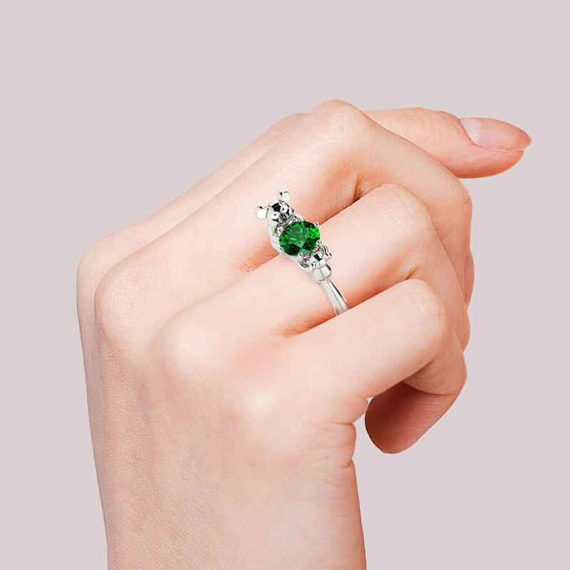 Jeulia Hug Me ママ & ベビー コアラ ラウンドカット シルバーリング