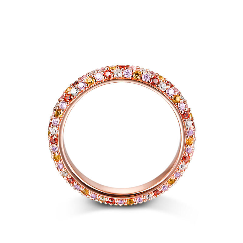 Jeulia "Brinnande Färg" Flerfärgad Rundt Skuret Sterling Silver Kvinnor Band