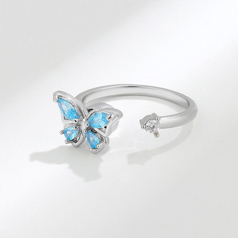 Jeulia Butterfly Rotating Soothe Sterling Silver Adjustable Open Ring