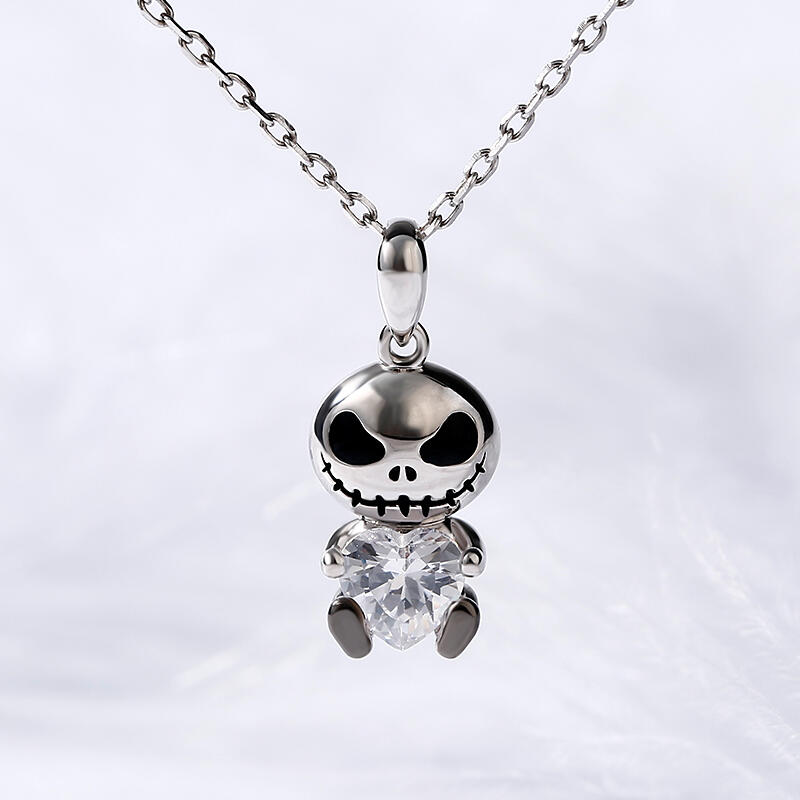 Jeulia Hug Me "Love Confession" Skull Heart Cut Sterling Silver Necklace