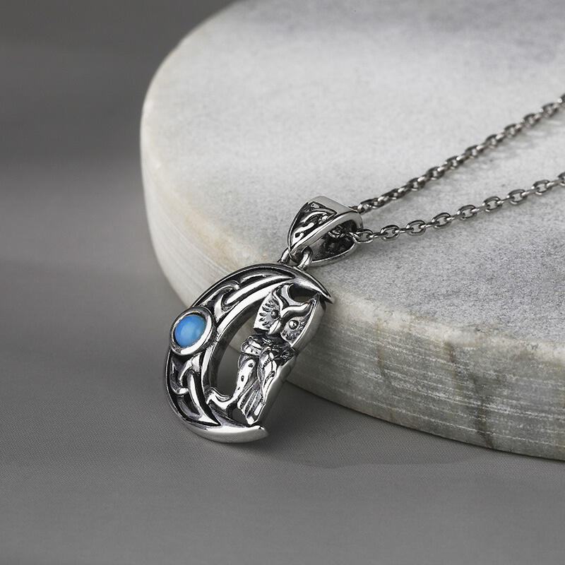 Jeulia Colar em forma de lua e coruja com prata de lei mágica