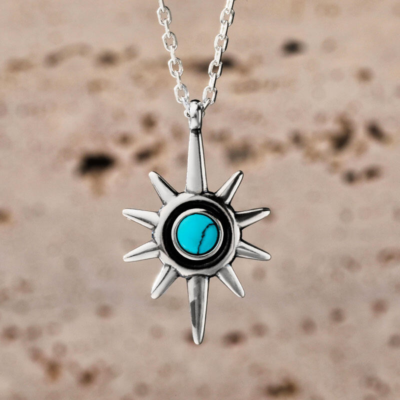 Jeulia "Star" Turquoise Sterling Silver Necklace
