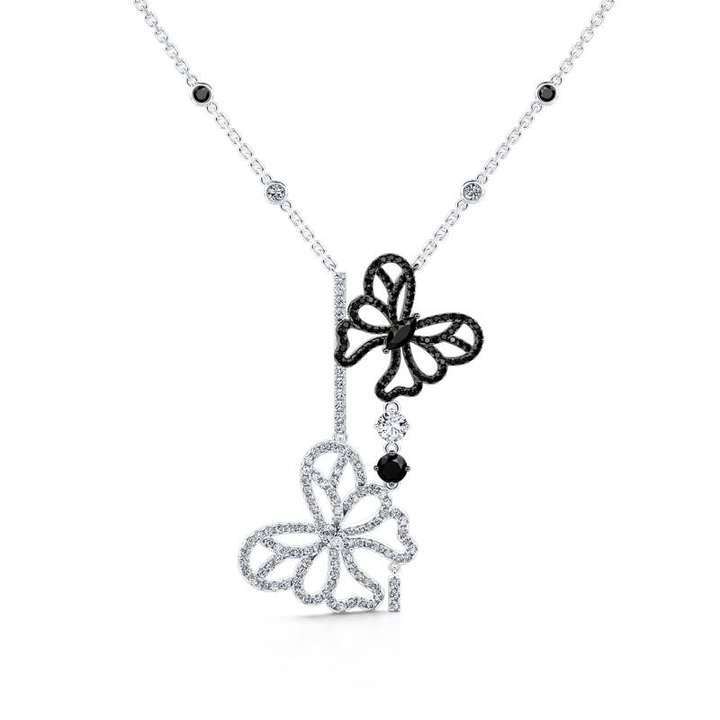 Jeulia "Be Free" Two Butterflies Sterling Silver Necklace