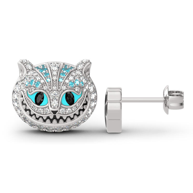 Jeulia "Appear and Disappear at Will" Cat Asymmetric Sterling Silver Earrings