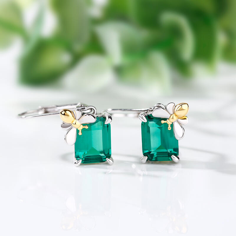 Jeulia "Honey Bee" Emerald Cut Sterling Silver Earrings