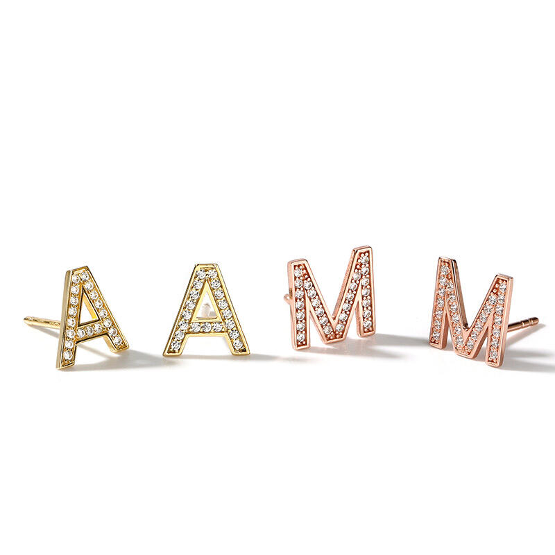 Jeulia "All of Me" Sterling Silver Personalized Initial Earrings