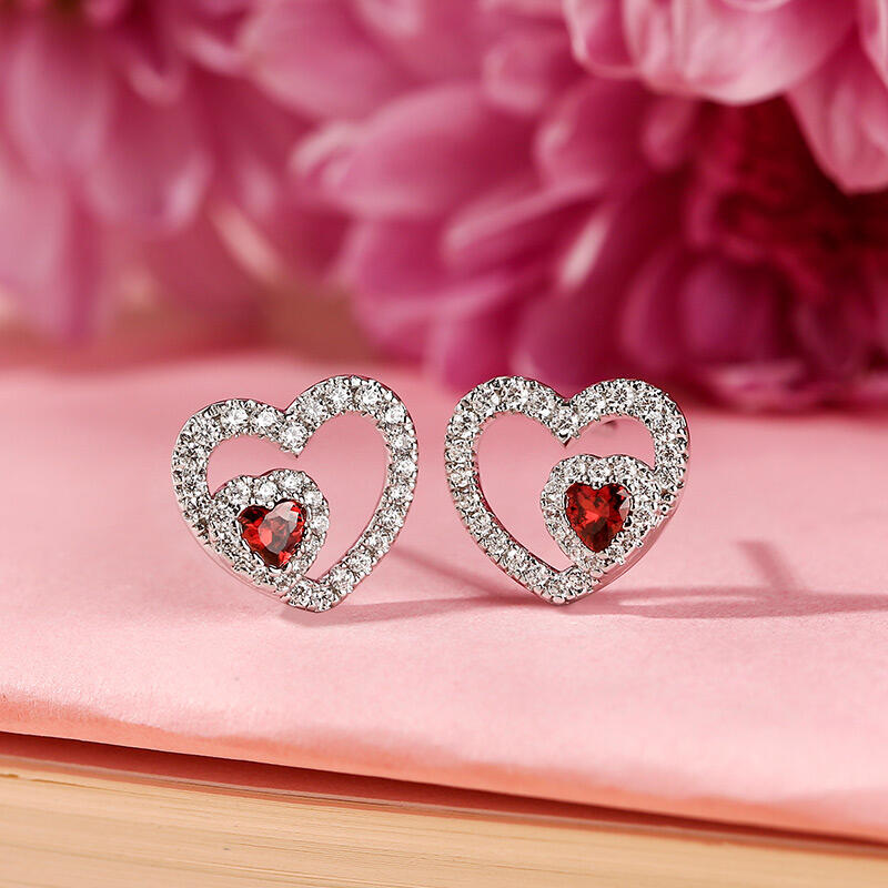 Jeulia "Brilliance Love" Heart Cut Sterling Silver Stud Earrings