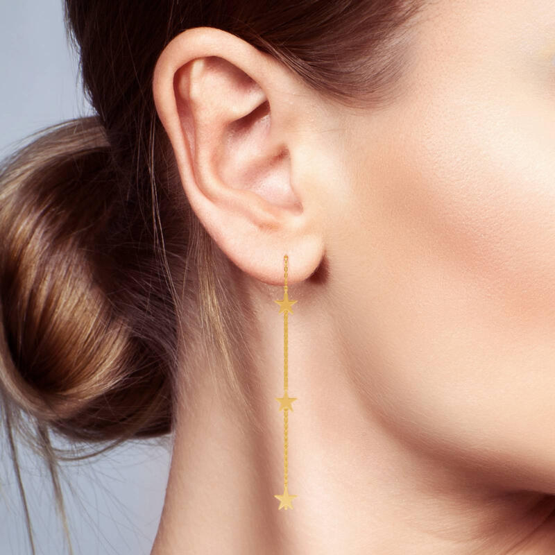 Jeulia "Dreamy Star" Sterling Silver Threader Earrings
