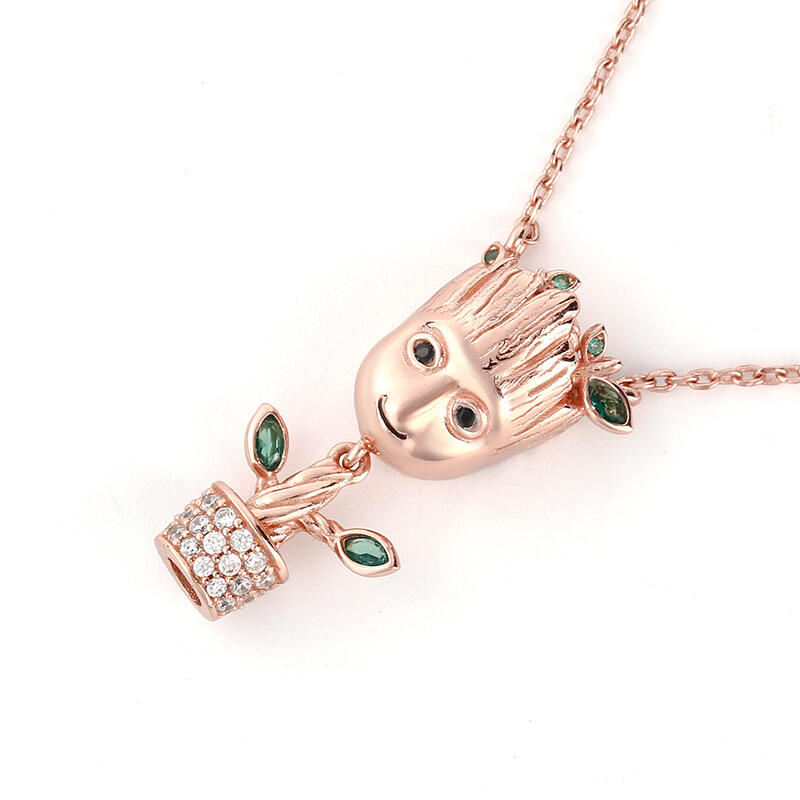 Jeulia Cartoon Tree Man Sterling Silver Dangle Necklace