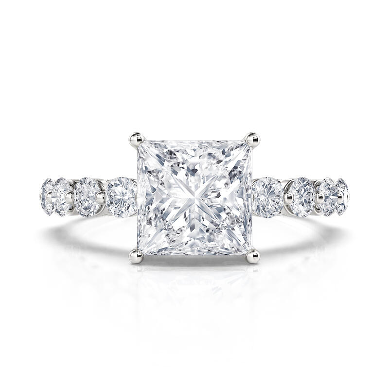 Jeulia Classic Princess Cut Floating Stone Band Sterling Silver Ring