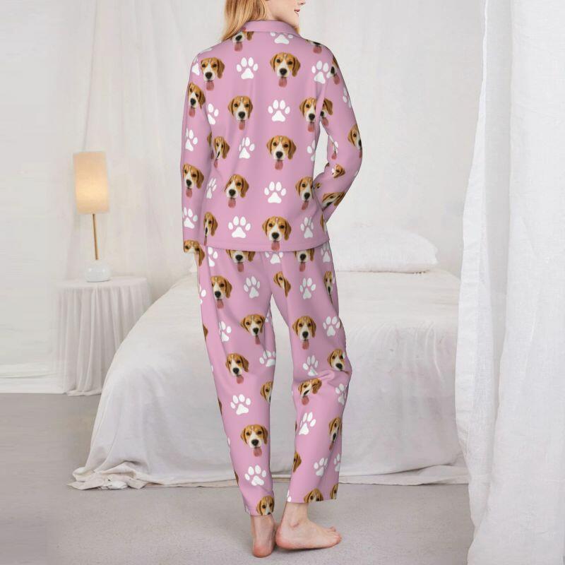 Personalisierte Schlafanzüge benutzerdefinierte Haustier Foto Optional Farbe Pawprints Design Großes Geschenk für Tierliebhaber