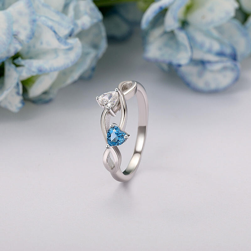 Jeulia Anillo de Infinito Doble Corazón con Piedra de Nacimiento Personalizado