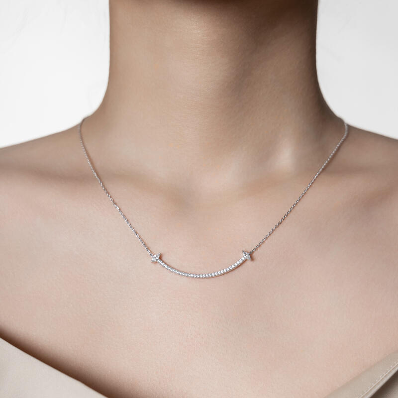 Jeulia "Shining Smile" Sterling Silver Necklace