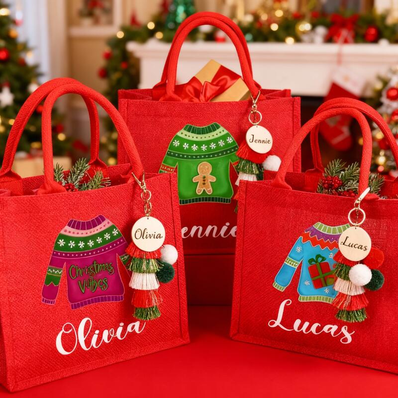 Personalized Name Christmas Gift Bags Funny Present for Kids