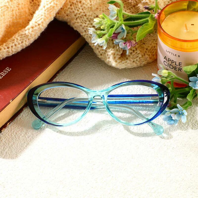 Lunettes de Vue Vogt Cat Eye Bleu 