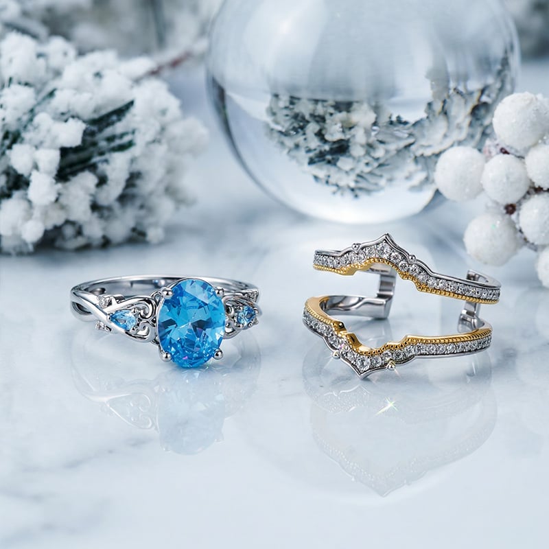 Two Tone Bridal Ring Set